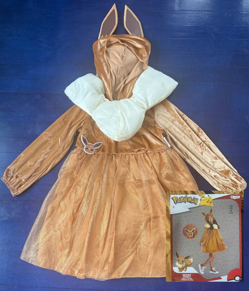 Pokemon Eevee Halloween Costume Girls Size 7/8 Brown Dress Disguise NEW New